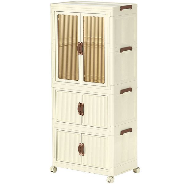 Folding Layered Storage Kids Wardrobe with Wheels 10 Hanger - 145cm