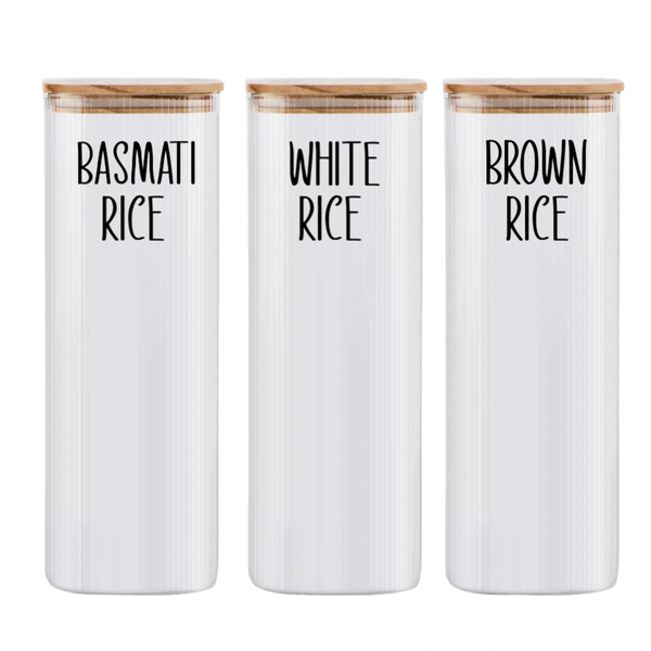 Glass &amp; Bamboo Rice Canisters