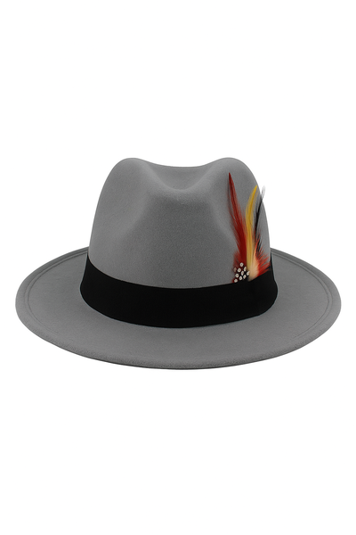 Grey Fedora wide brim hat-58cm