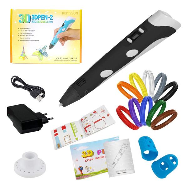 3D Printing Pen with Display Includes 50m 10x5m PLA Filament Colours Set