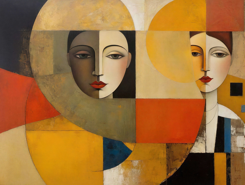 Modern Canvas Wall Art Home Decor - Abstract Faces