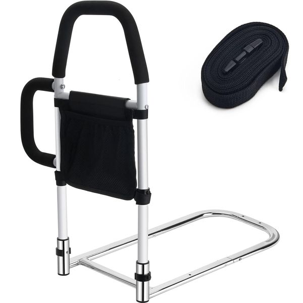 Safety Bed Rails for Elderly Adults with 2 Grab Bars Fall Guard for Bed