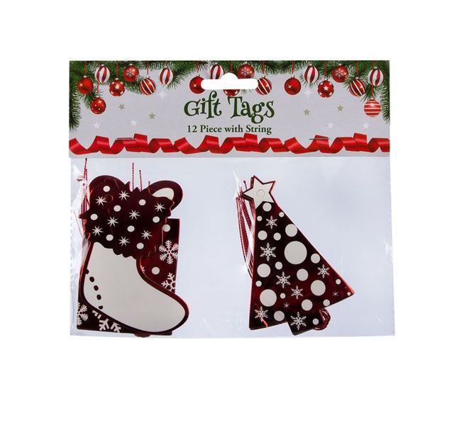 Christmas Accessories - Gift Tags-Metallic - 12 Piece - 6 Pack