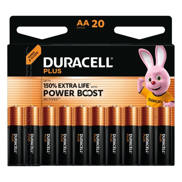 Duracell Plus Power Boost Alkaline Batteries AA 1.5V - 20 Pack