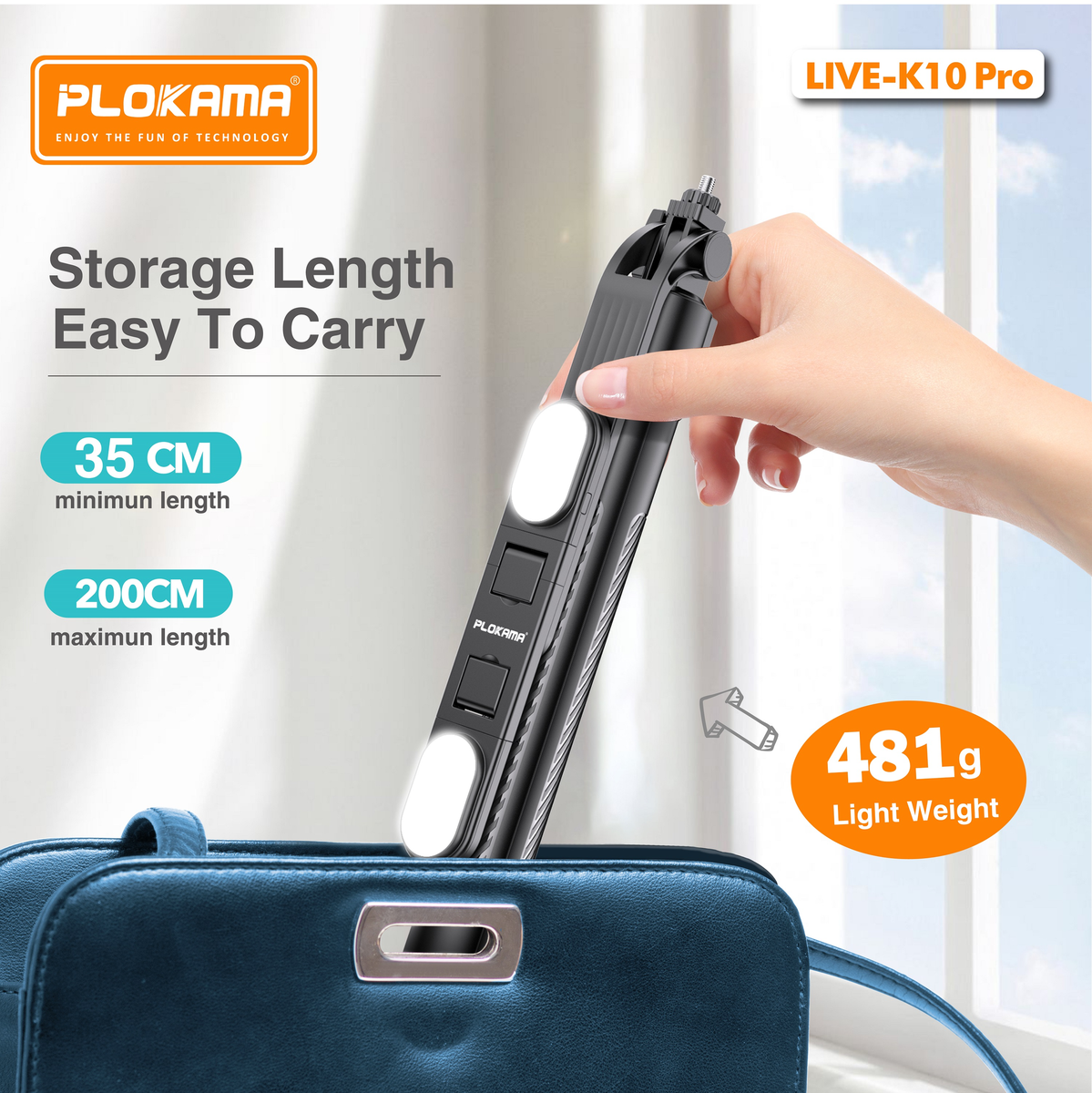 Plokama K10 Pro Selfie Stick Tripod description image 4