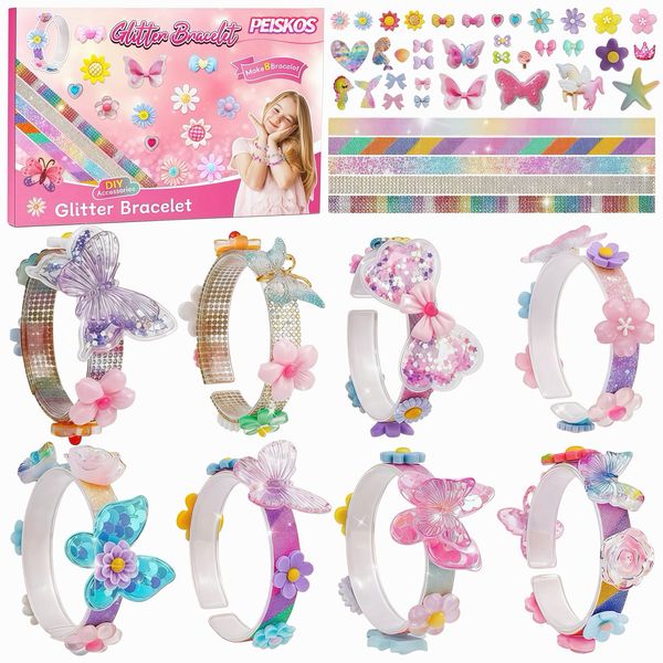 PEISKOS Friendship Glitter Bracelet Jewelry Making Toys Kit for Girls