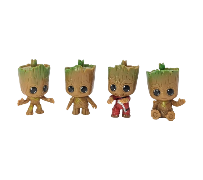 Cute 4 Piece Mini Marvel Guardian Of The Galaxy Groot Figurine Model Set