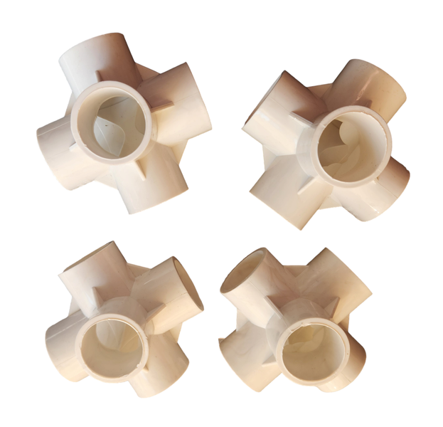 5-Way PVC Fitting Connectors (32mm) - 4 Pieces