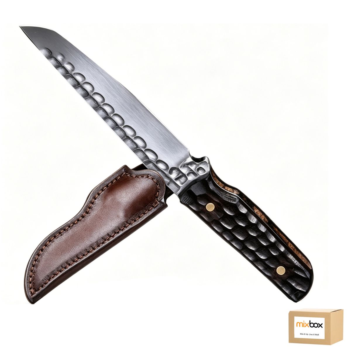 Mix Box Hammer Forged Boning Knife with Leather Cover,24cm, Simplicity