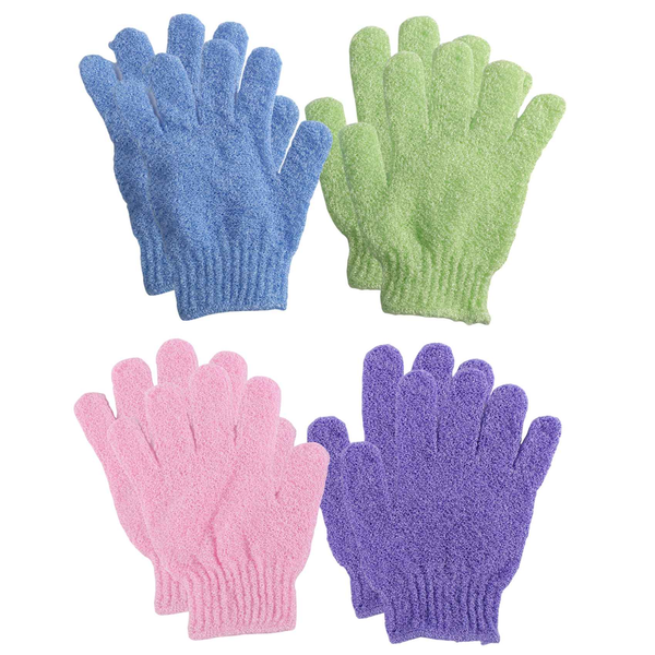 4 Pair Shower Bath Gloves Wash Skin Spa Body Scrubber Cleaner