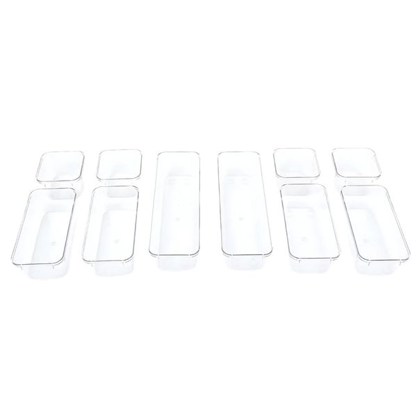 10 piece Clear Acrylic Drawer Organizer Trays for Home &amp; Office - Transparent