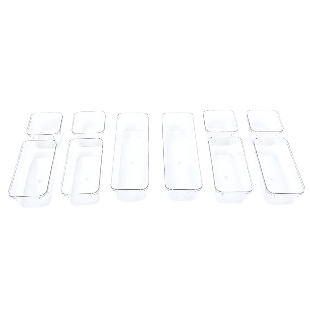 10 piece Clear Acrylic Drawer Organizer Trays for Home & Office - Transparent