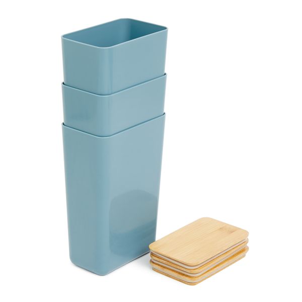 George &amp; Mason - 3 Piece Storage Container with Bamboo Lid - Blue