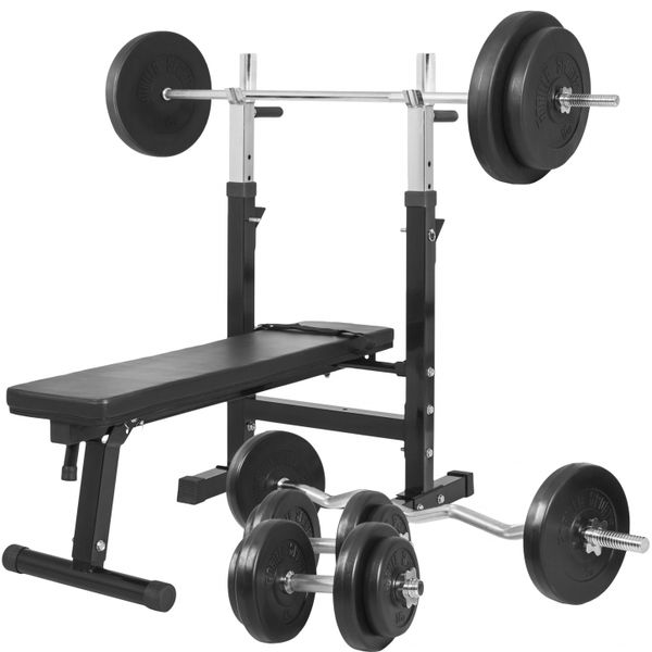Weight Bench with 100KG Vinyl Weight Set Gorilla Sports SA