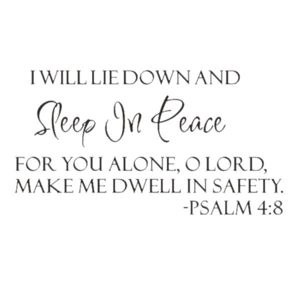 Sleep In Peace Psalm 4:8 Wall Decal Decor Quote Inspire