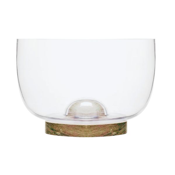 Unique Glass Salad Bowl With Removable Oak Base
