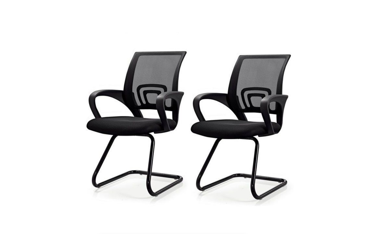 Cantilever Chair with Mesh Cover and Floor Protectors - Set of 2