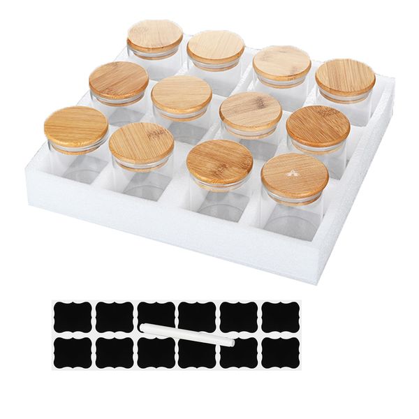 12 Pack 250ML Glass Food Storage Jar with Bamboo Lid