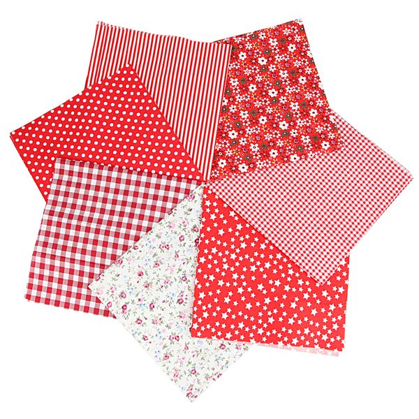 7 PCS Flower Cotton Fabric Squares Fat Quarter Fabric Bundles Craft Fabric