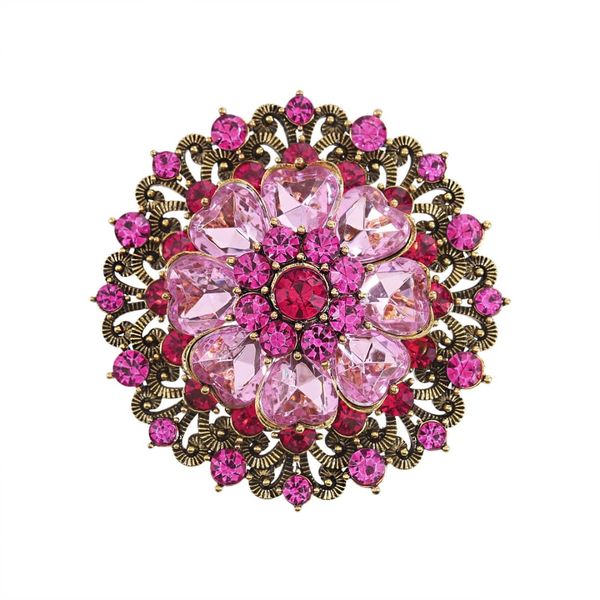 Vintage Crystal Rhinestone Flower Brooch Pins