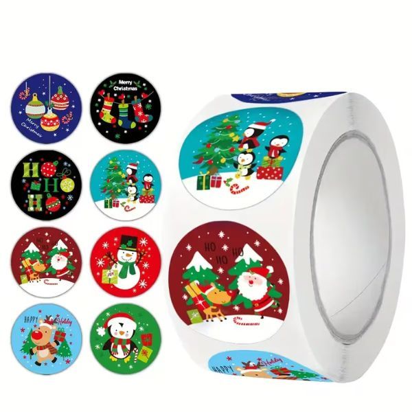 500-Piece Christmas Sticker Roll - Labels for Gifts, Crafts &amp; Decorations