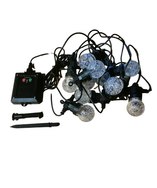 Solar Powered Garden Bubble String Lights With Hooks 10 Bulbs with 8 Modes