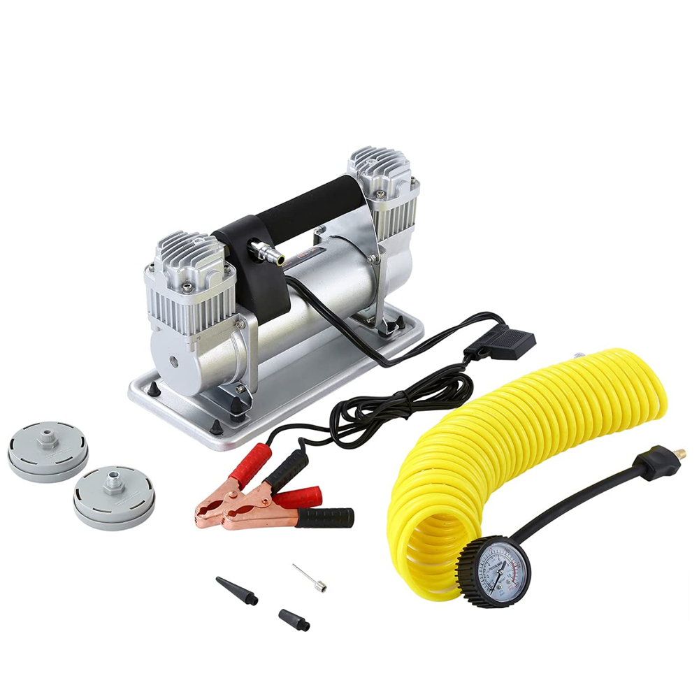 Portable Heavy Duty Air Compressor Dual Cylinder Direct Drive 12V