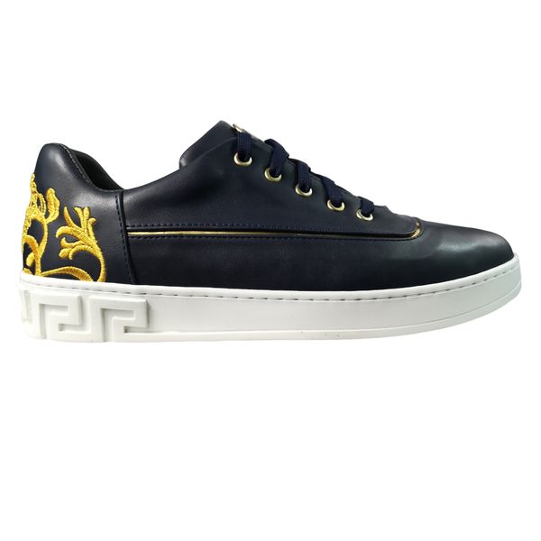 Gian Luca Leather Versac Navy Sneaker