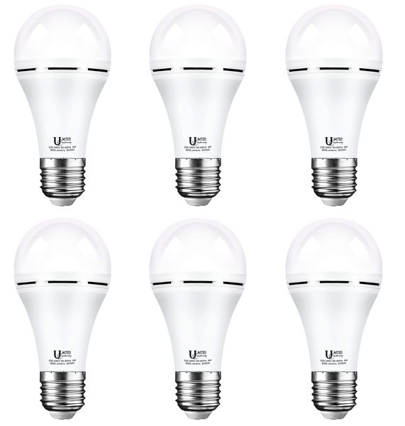 6 x Rechargeable LED Emergency Bulb (9W) Daylight-E27