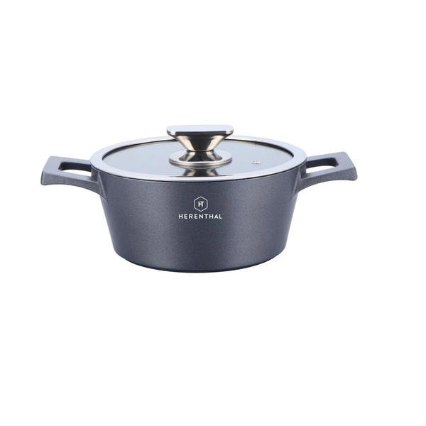 Herenthal 20cm Greblon Non-Stick C3+ Coating Casserole with Lid - Silver