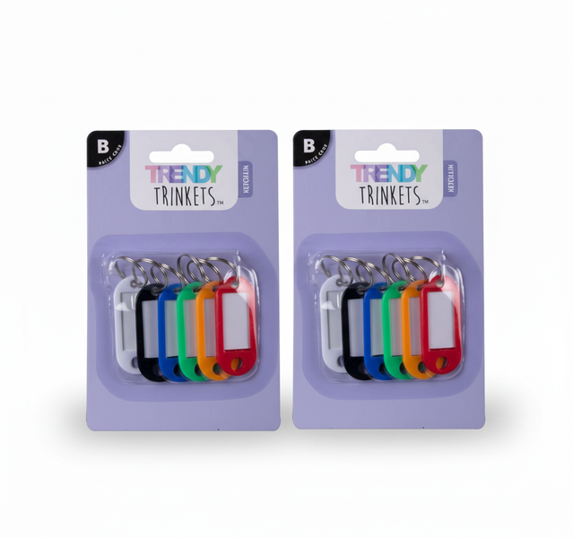 Durable Keychain Indicators - 6 Piece Assorted Key Ring Set - 2 Pack