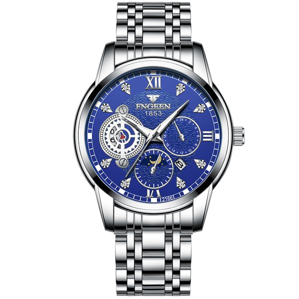 FNGEEN Men Metal Button Leisure Waterproof watches BXS2166