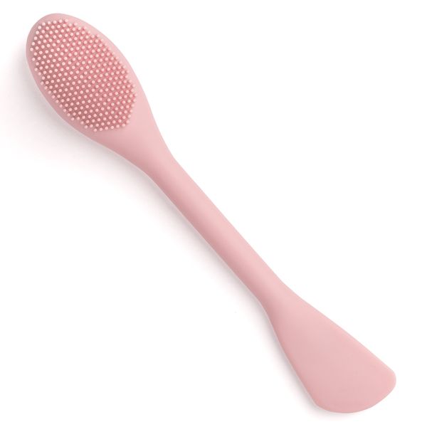 Dewy - 2-in-1 Face Mask Brush with Applicator Spatula and Exfoliator (Pink)