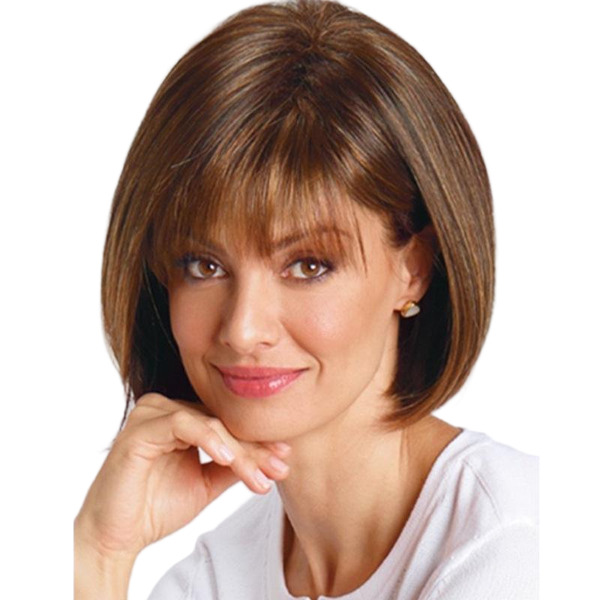 Trendy Brown Bangs Short Wig - New Fashion Layered Bob Hairpiece