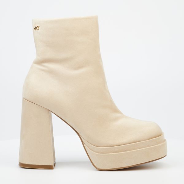 Rock &amp; Co Shock 2 Women Faux Suede High Heel Ankle Boots - Bone