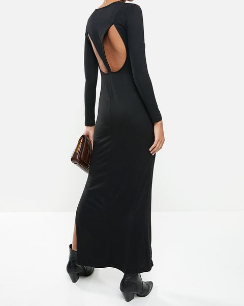 Women's VELVET Luxe Knit Column Maxi Dress with Cut-out Back - black