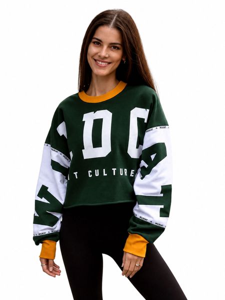 Wildcat - Fit Culture Oversized Fleece Crew Crop - Green n' Gold