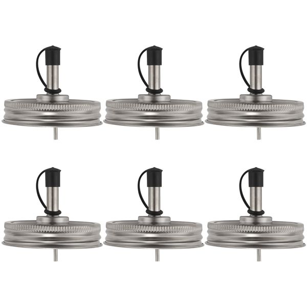 6Pcs Regular Mouth Jar Pour Spout Lids With Plastic Caps