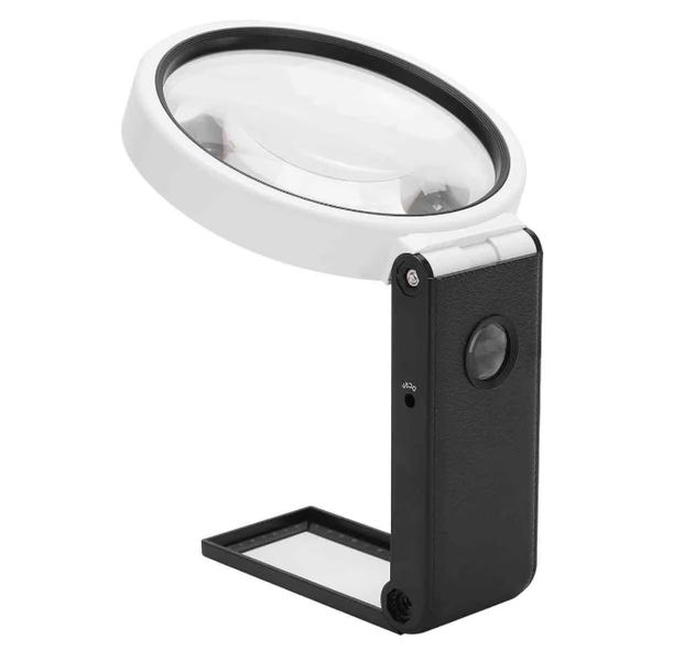 LED Magnifying Glass, 25x And 6x, Portable, With Stand, Set Of 1