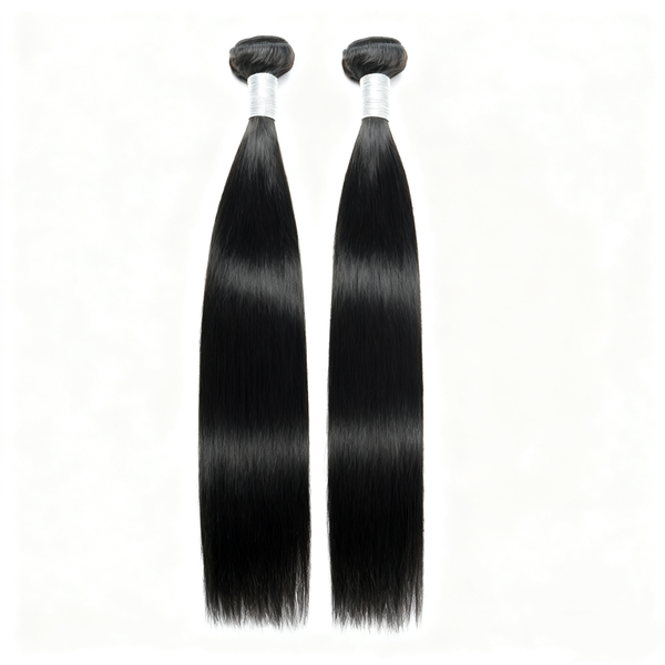 100% Human Hair Piece Extensions Straight Weave 16 Inch Black Natural Color