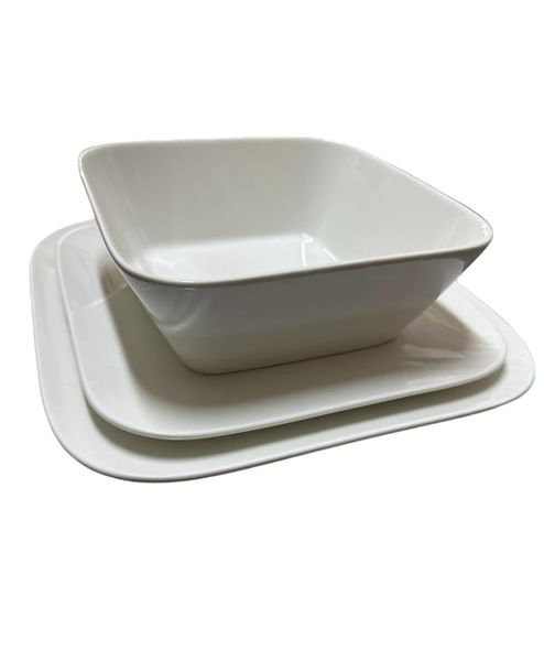 White Square Ceramic Dinnerware Set (12 Piece)