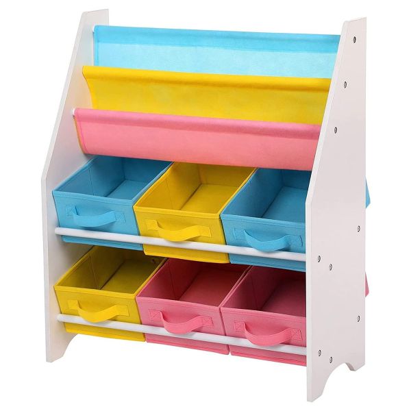 Children's Toy Storage Bookcase with Bins - Small Bookshelf Organizer