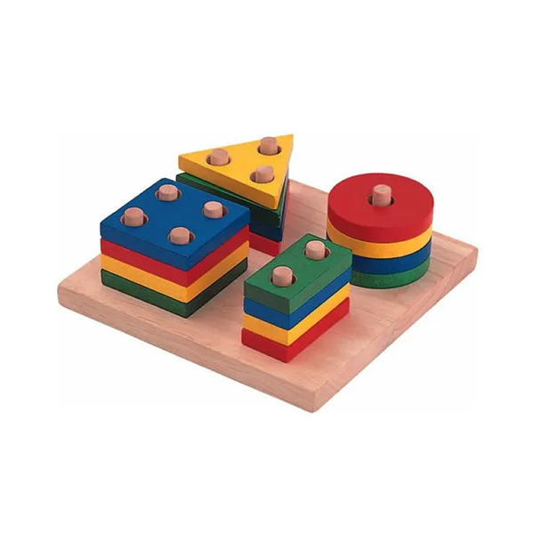 17-Piece Multicolor Wooden Geometric Play Set YG-132
