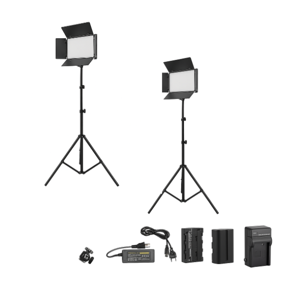 2Pcs Rechargeable Video/Photo LED Light Kit Pro with metal mini walpaper