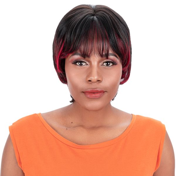 Joedir Red Mix Color Machine Made Brazilian Human Hair Wig for Women Jgigi