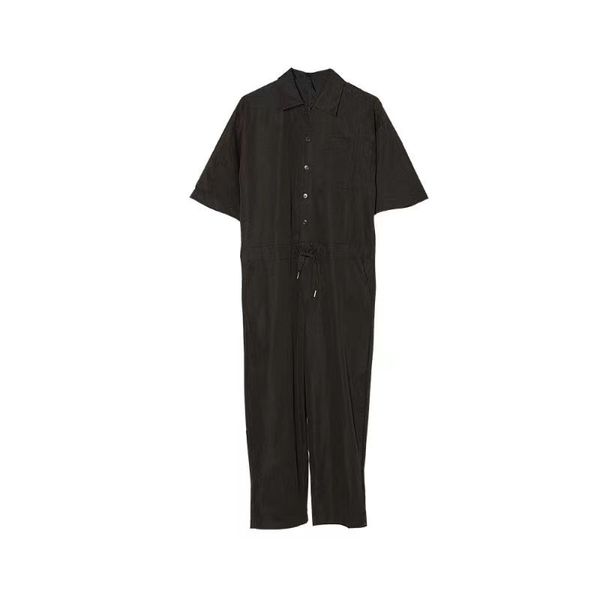 Men's Spring And Summer Retro Casual Short-Sleeve Nine-Point Jumpsuit