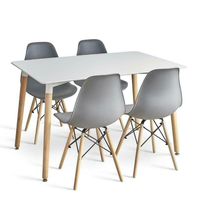 Dining Table & 4 Wooden Dining Chairs - Grey
