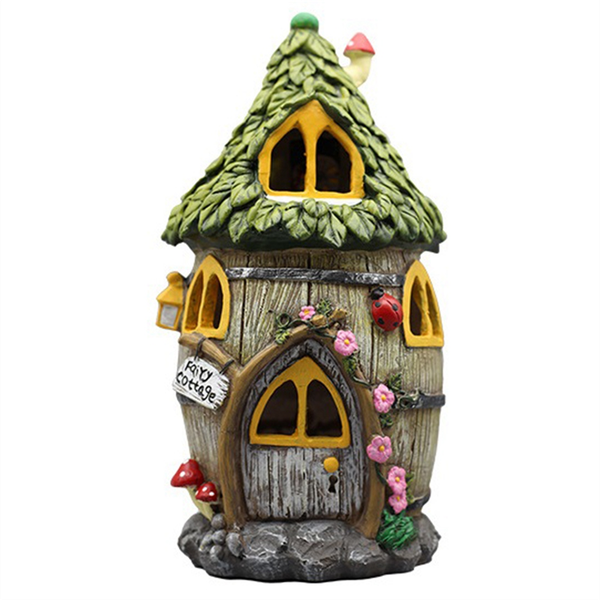 Resin Houses with Solar Led Lights Fairy Garden Accessories a