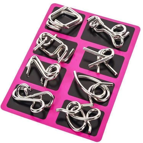 8-Piece Metal Puzzle Set for Kids and Adults - IQ Boosting Brain Teasers