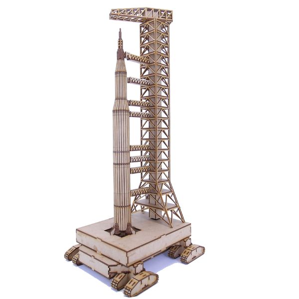 Wow We - 3D Wooden Model - 3D Puzzle - Saturn V Rocket with Launch Pad